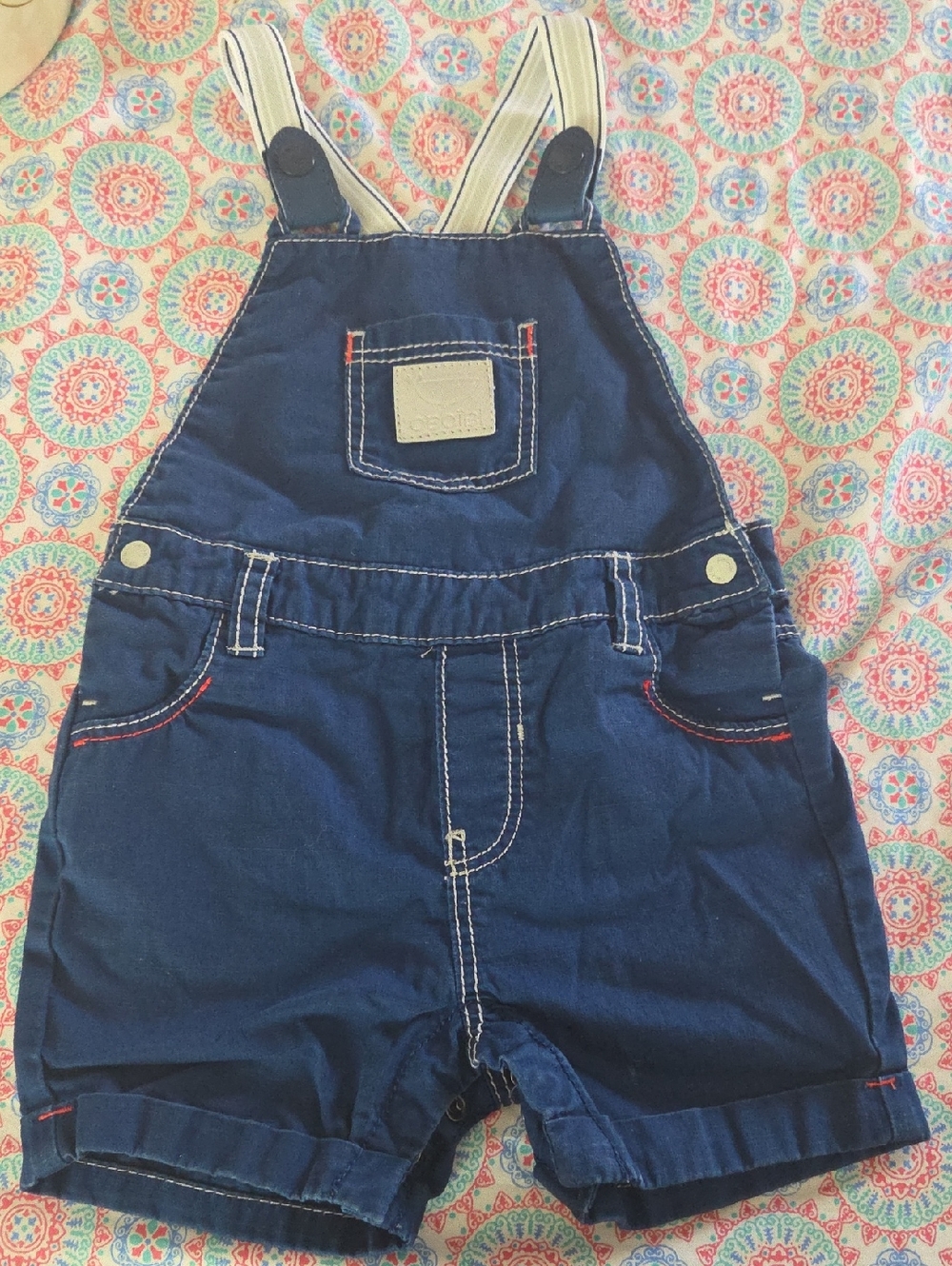 Kids Navy Blue Denim-Style One Piece Overalls